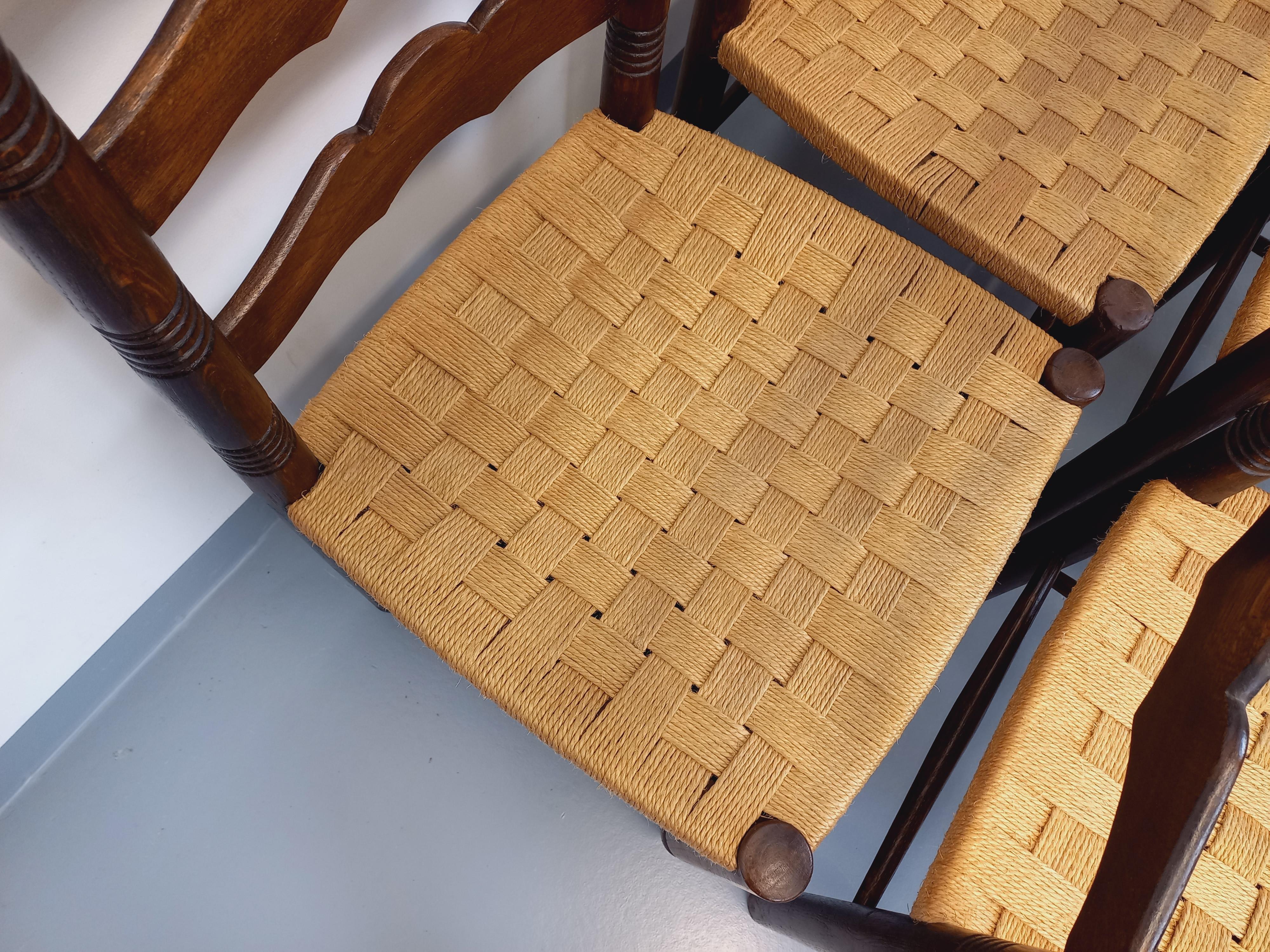 Suite de 6 chaises vintage Arts & Craft style Antonio Calligaris en chêne im Angebot 9