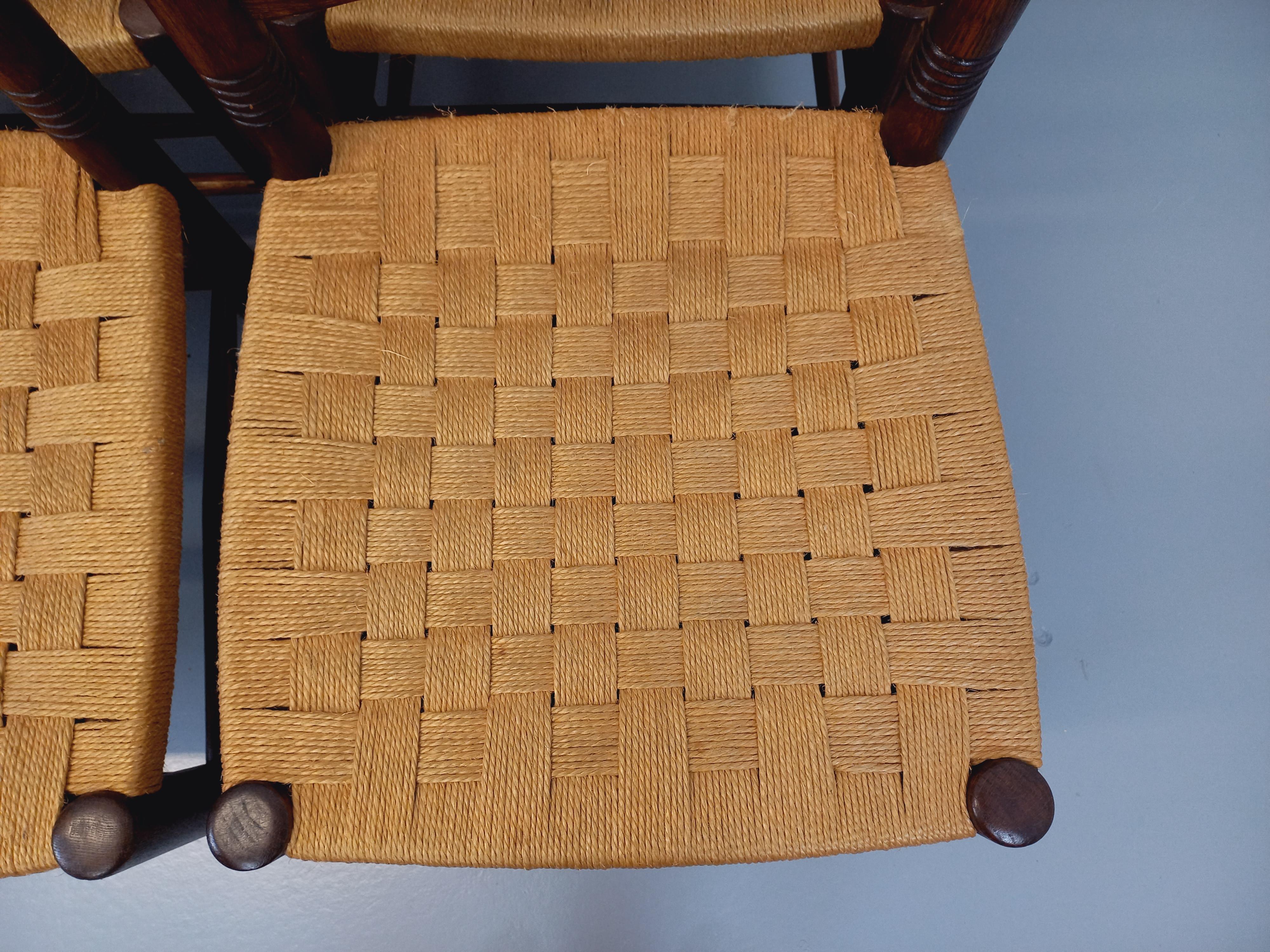Suite de 6 chaises vintage Arts & Craft style Antonio Calligaris en chêne im Angebot 10