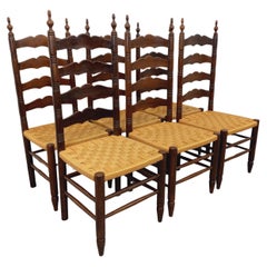 Suite de 6 chaises vintage Arts & Crafts style Antonio Calligaris en chêne