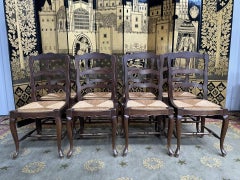 Set di 8 sedie rustiche con seduta in paglia e gambe intrecciate