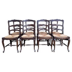 Set di 8 sedie rustiche con seduta in paglia e gambe intrecciate