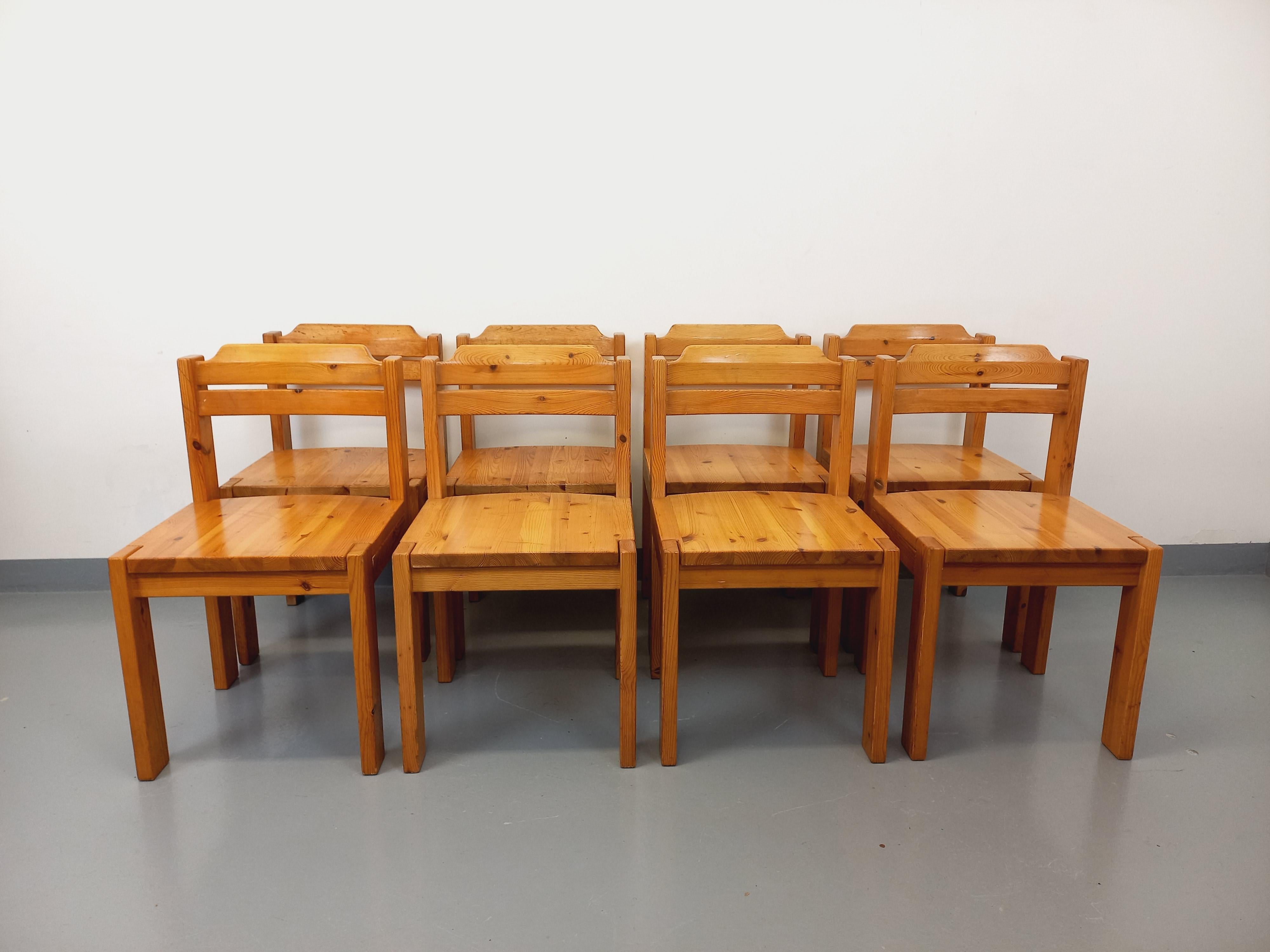 Suite de 8 chaises scandinaves vintage Ilmari Tapiovaara pour Asko en pin Escandinavo moderno en venta