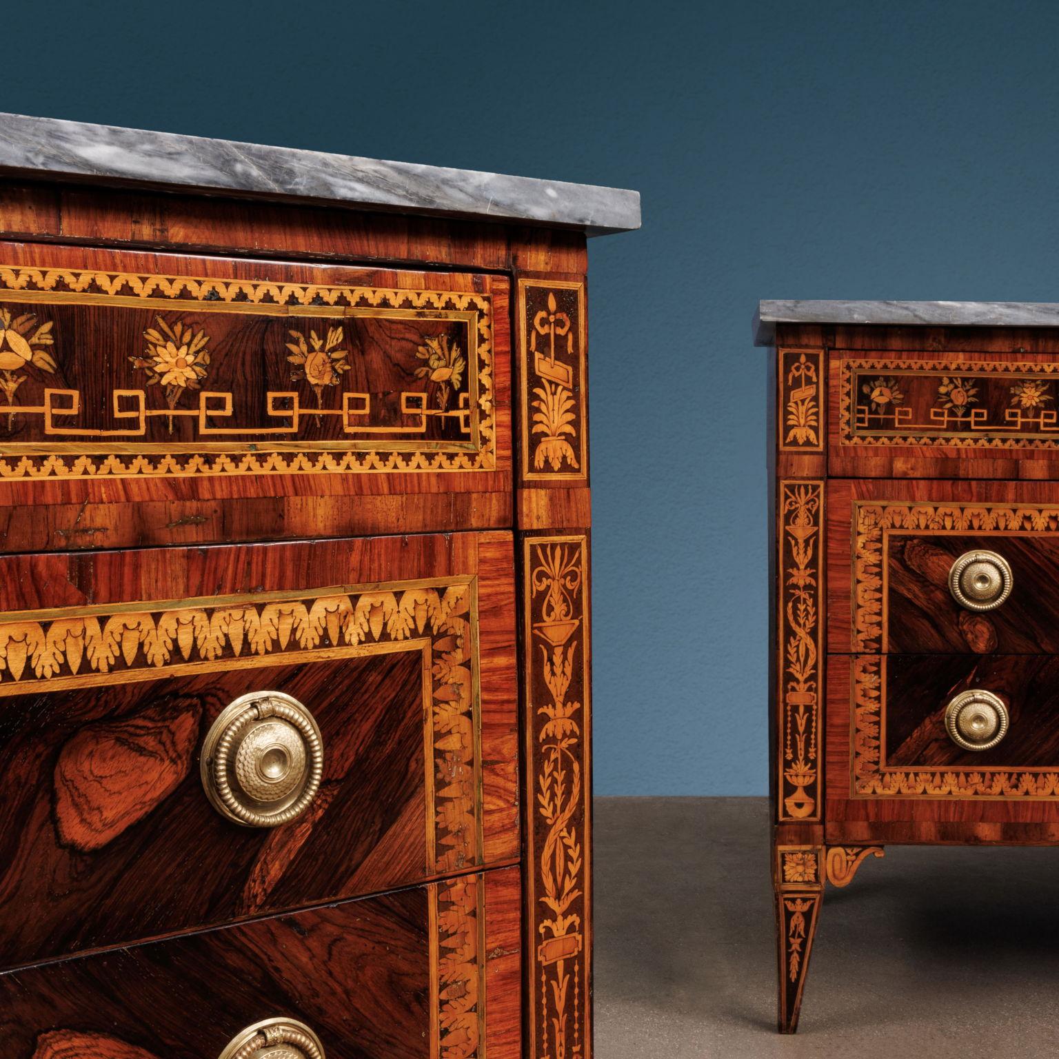 Wood Suite of dressers and nightstands. Milan, early 19th cent. For Sale