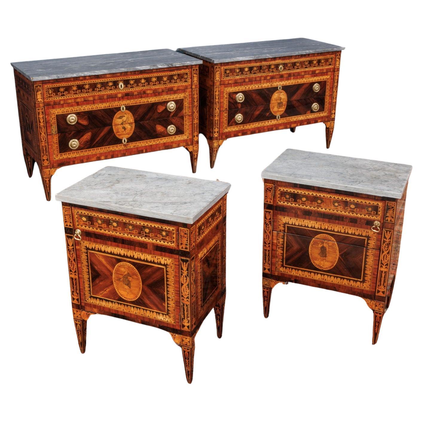 Suite of dressers and nightstands. Milan, early 19th cent. For Sale