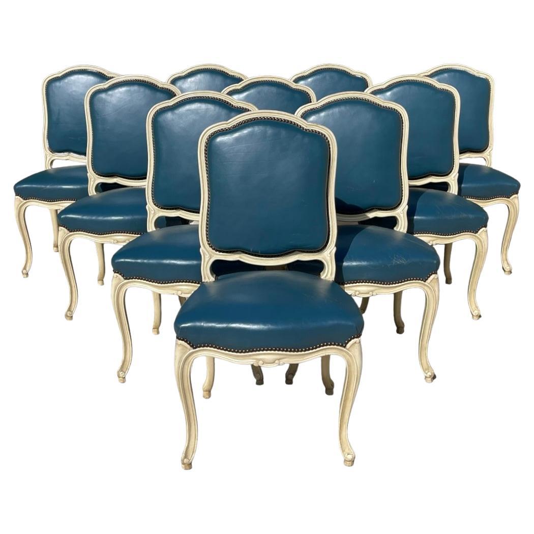 Suite Of 10 Louis XV Style Lacquered Chairs For Sale