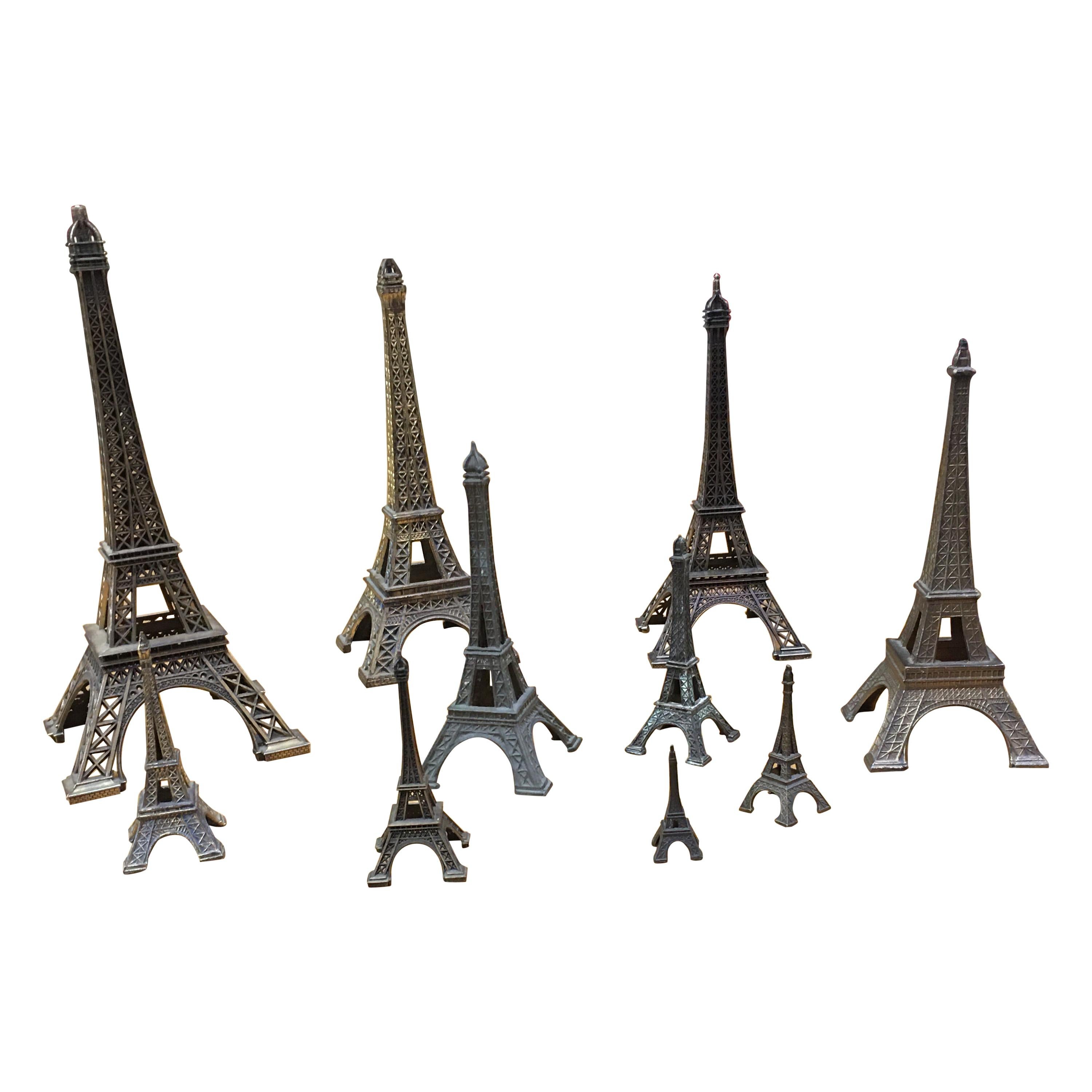 Suite of 9 Vintage Eiffel Tower in Reduced Model, circa 1970-1980 For Sale