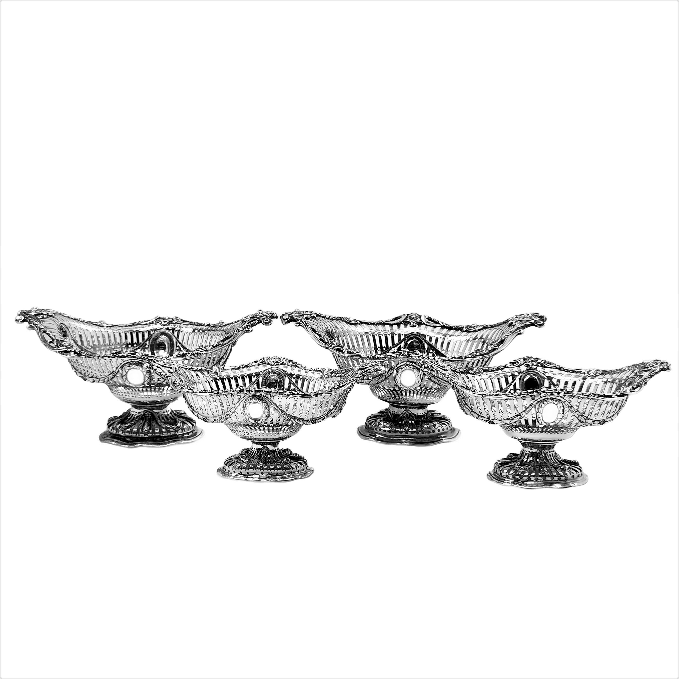 19th Century Suite 11 Antique Victorian Sterling Silver Baskets Table Centrepiece 1888-1911 For Sale
