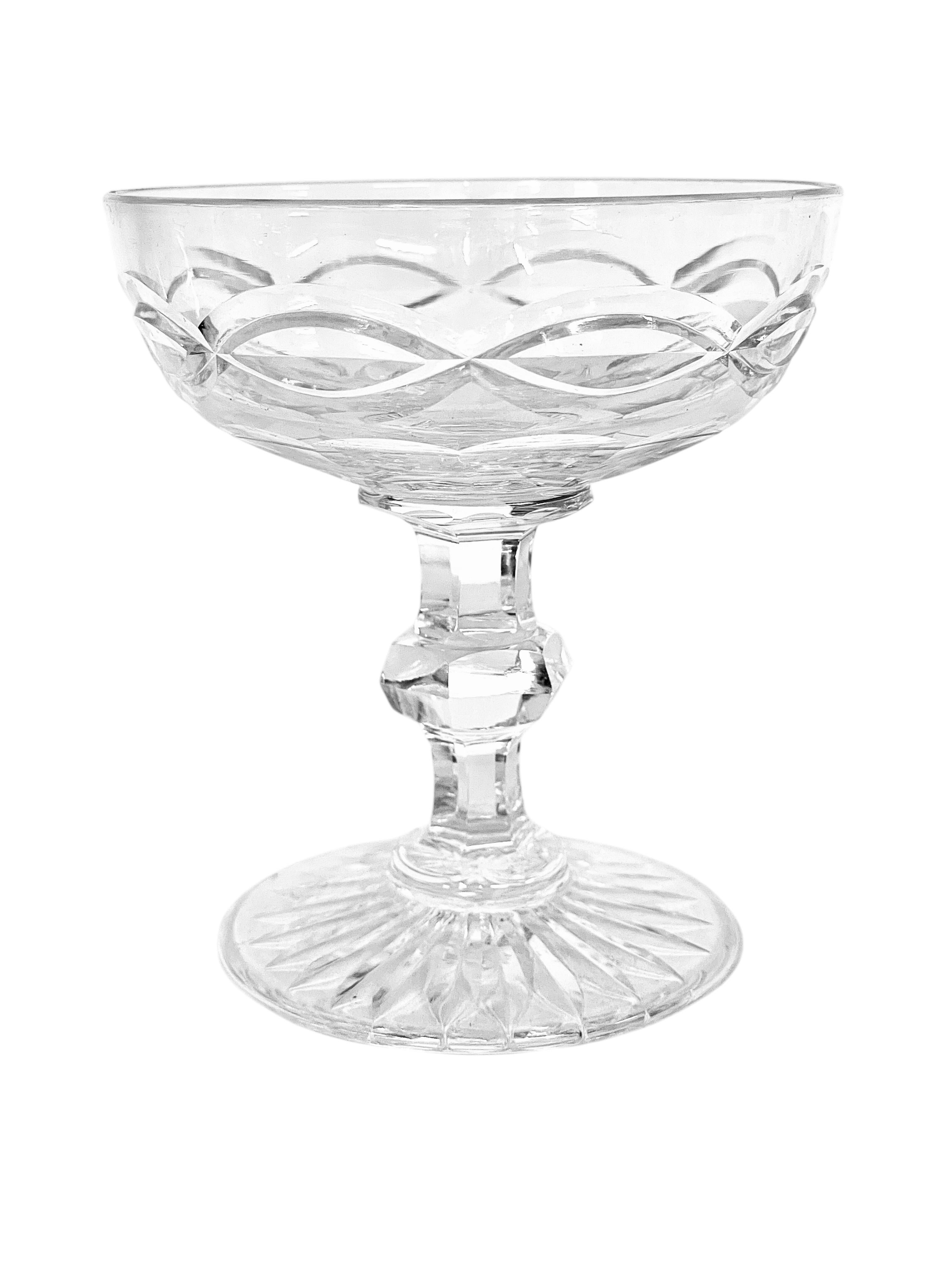 Suite of 12 Baccarat Style Crystal Coupes, 19th Century For Sale 2