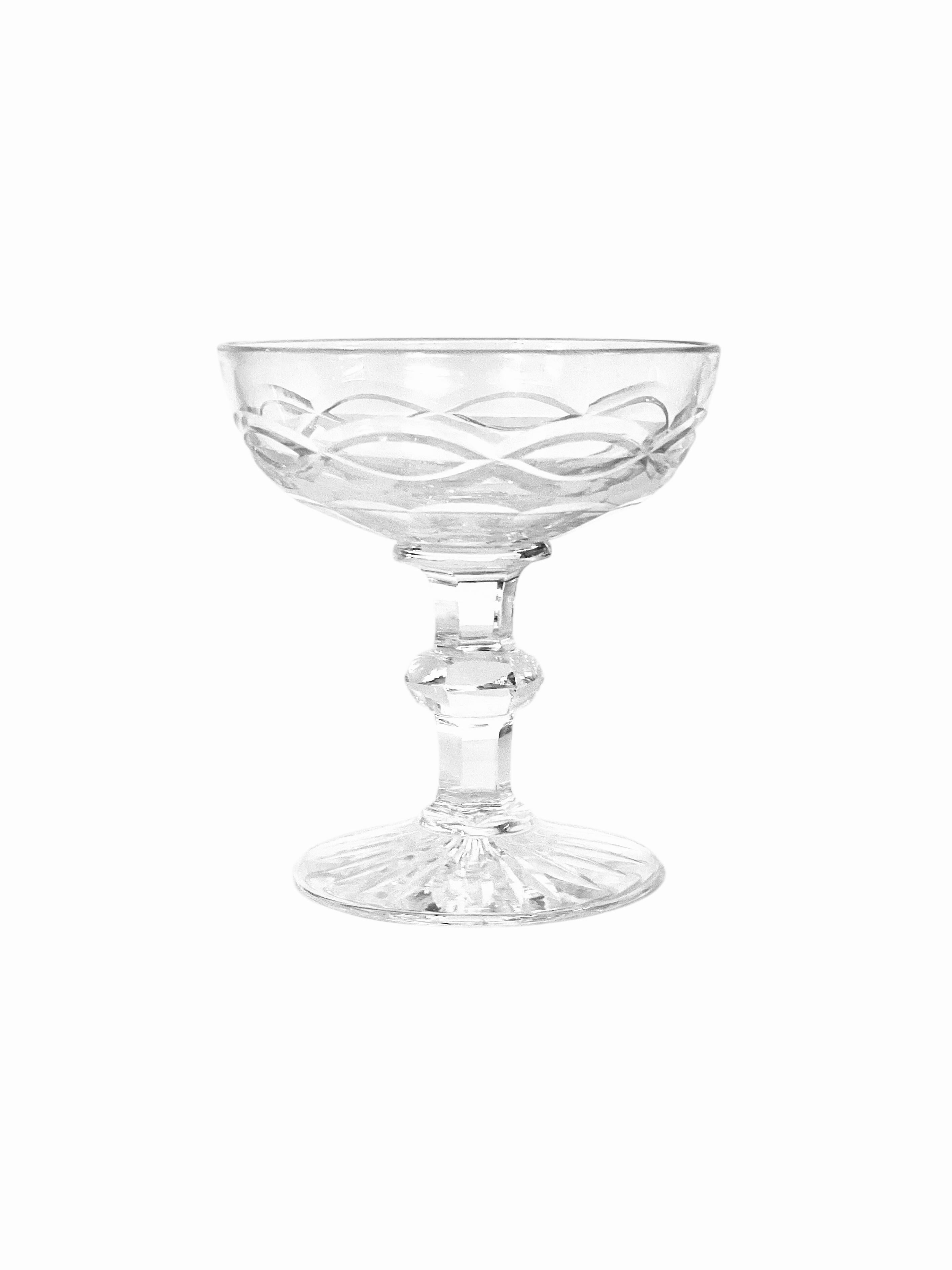 Suite of 12 Baccarat Style Crystal Coupes, 19th Century For Sale 4