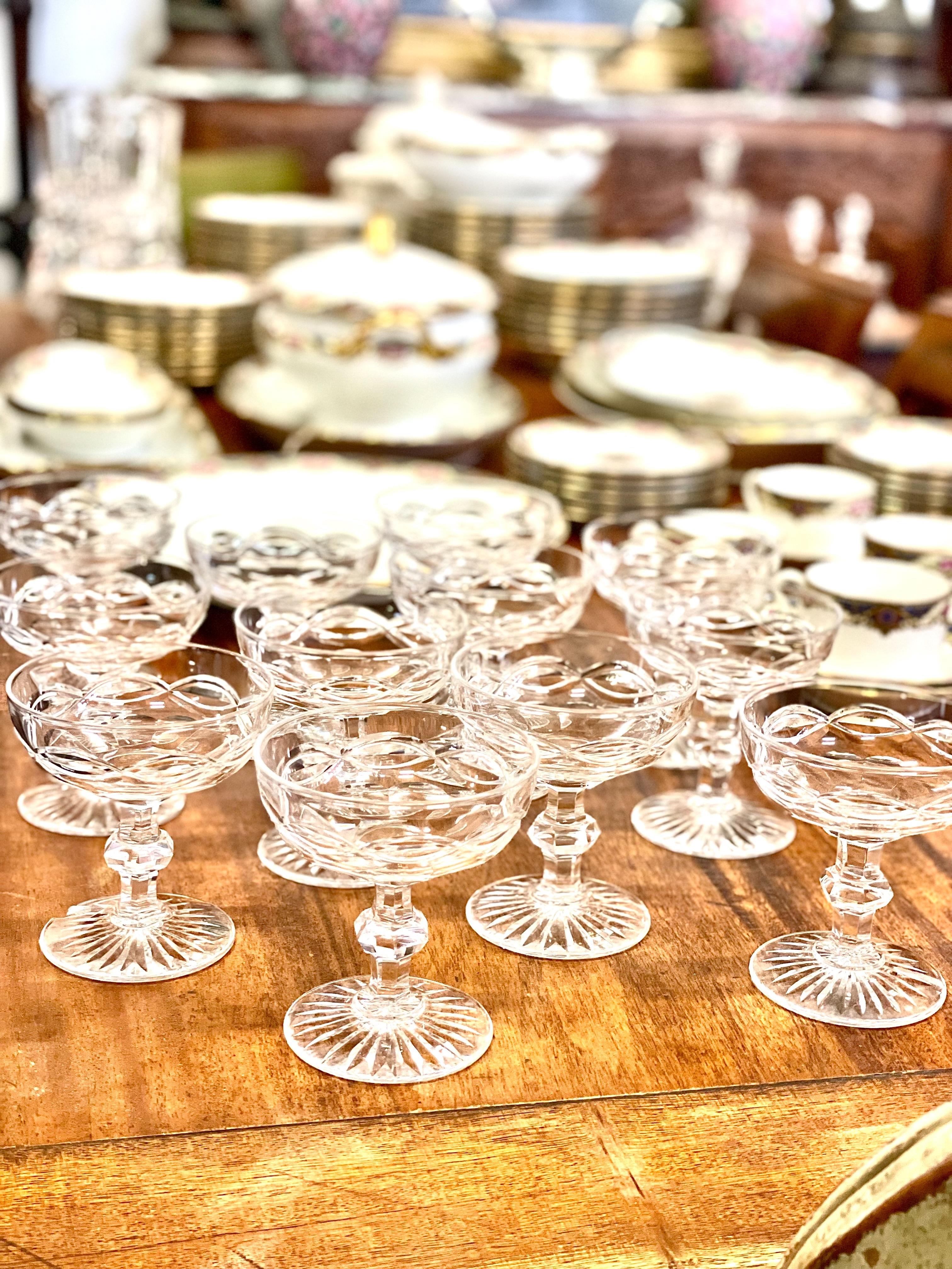 Suite of 12 Baccarat Style Crystal Coupes, 19th Century For Sale 5