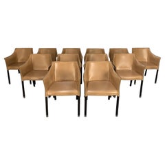 Suite of 12 Cappellini “Cap” Dining Armchairs in Saddle Leather