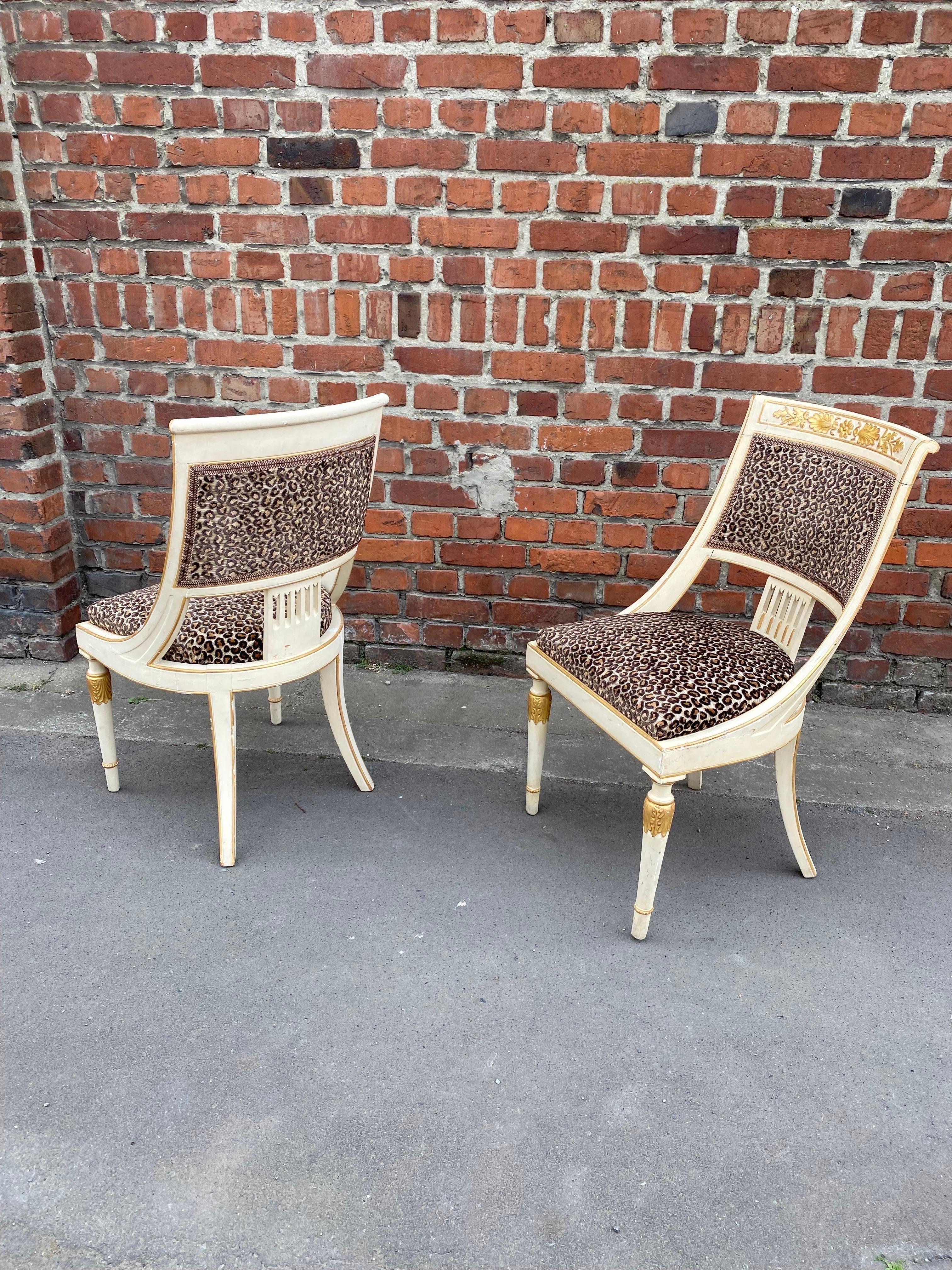 Suite of 12 Empire Style Chairs circa 1970/1980 in the Style of Maison Romeo In Good Condition For Sale In Saint-Ouen, FR