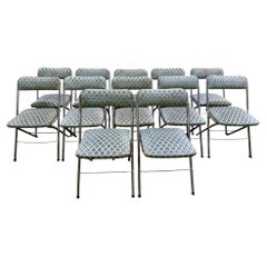 Suite of 12 folding chairs – Period 1960 – Chromed tubular metal