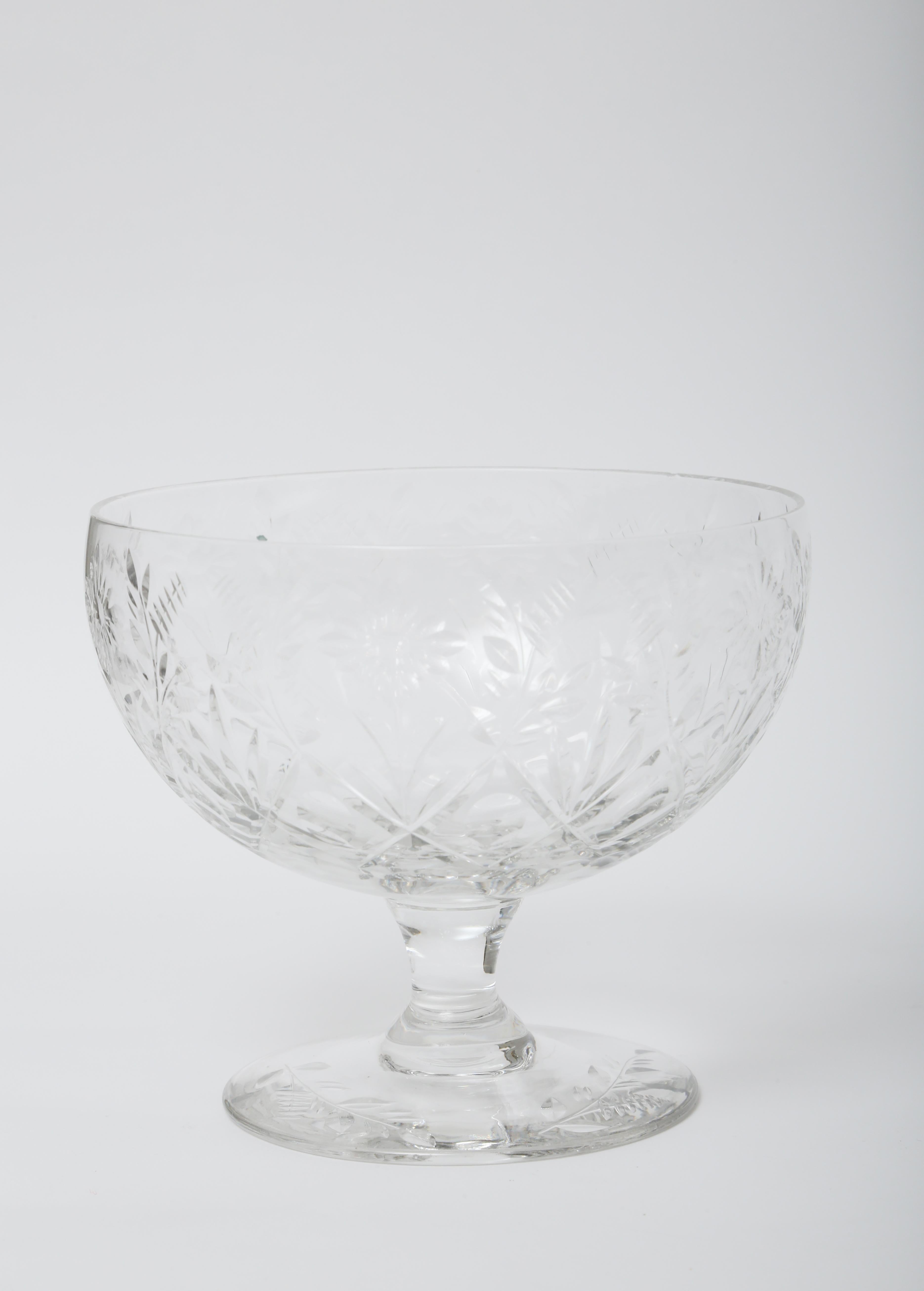 American Suite of 14 Cut Crystal Vintage Dessert Coupes