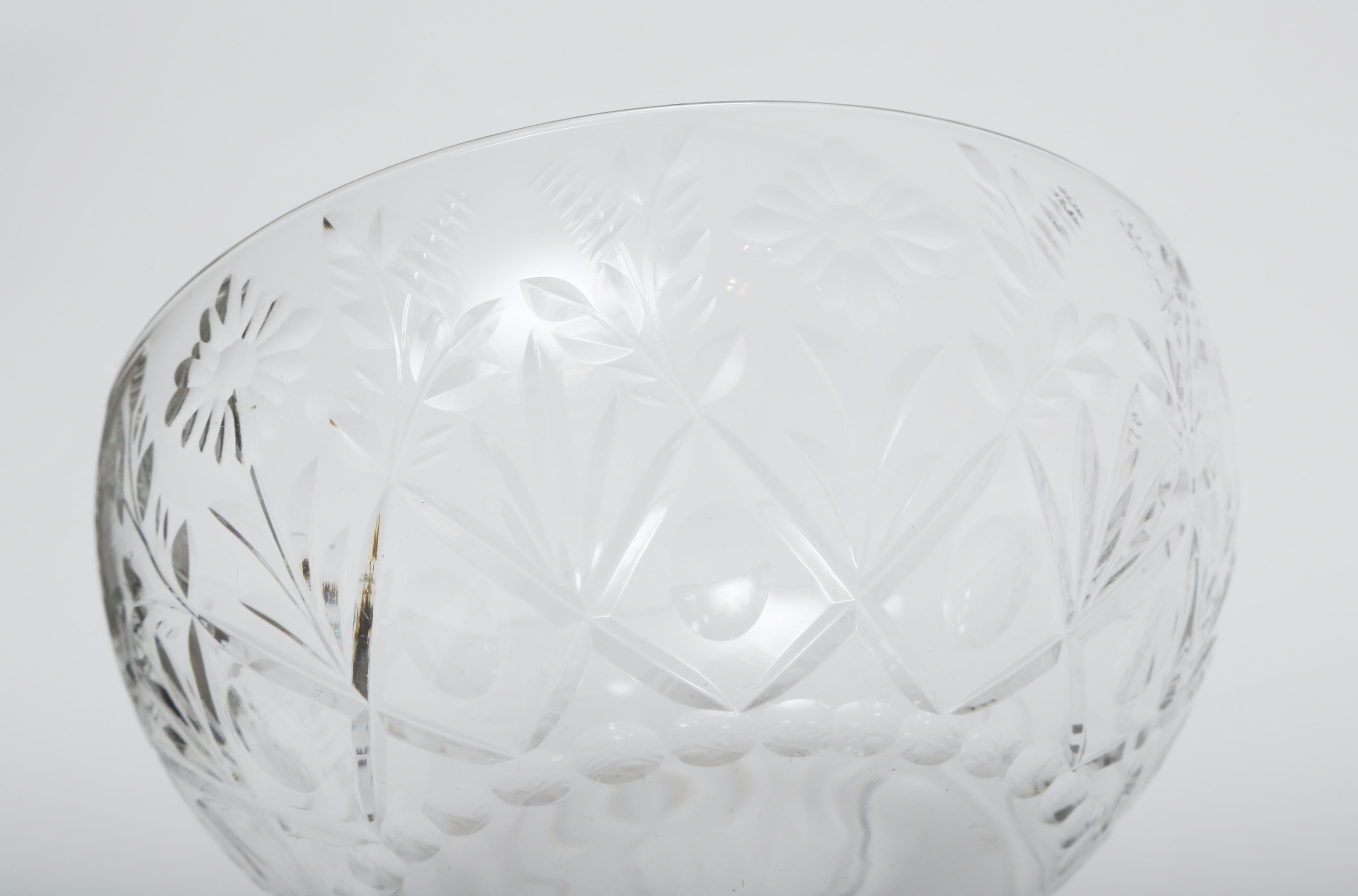 Suite of 14 Cut Crystal Vintage Dessert Coupes In Good Condition In West Palm Beach, FL