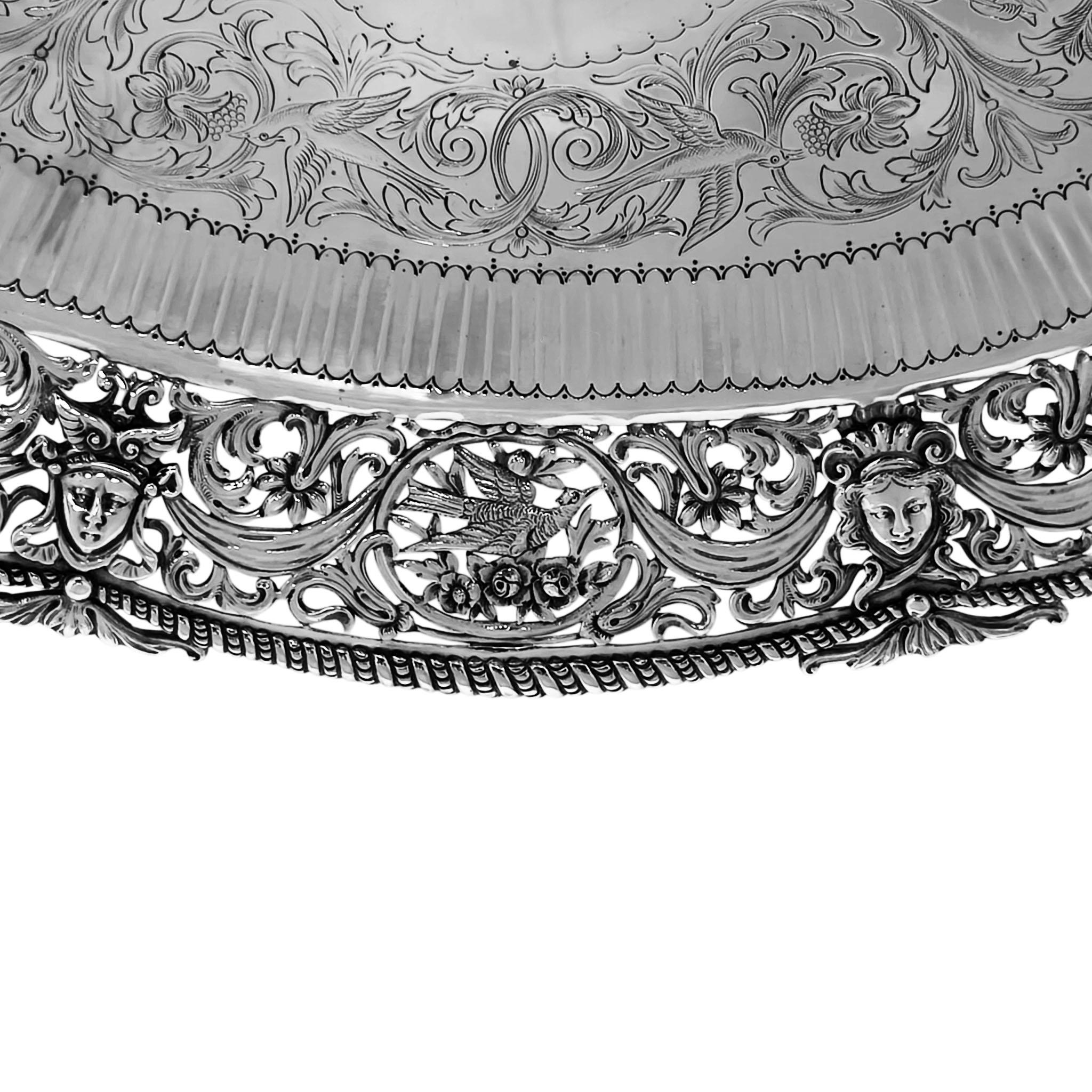 Suite of 3 Antique Silver Comports Centrepieces London 1887 Set Baskets For Sale 6