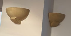 Suite of 3 Art Deco Wall Sconces, Patinated Plaster, France, circa 1925