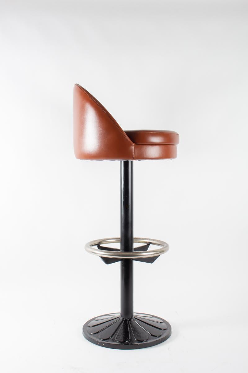 Suite of 3-Bar Stools in Steel and Leather, 1920, Cast Iron and Steel In Good Condition In Saint-Ouen, FR