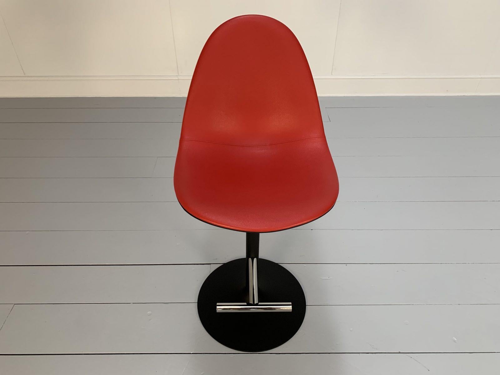 Suite of 3 Cassina “248 Passion” Bar Stools in Red Leather 7