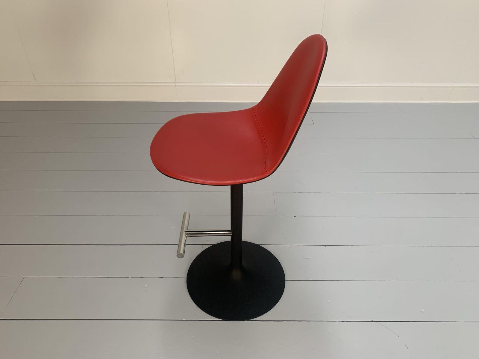 Suite of 3 Cassina “248 Passion” Bar Stools in Red Leather 3