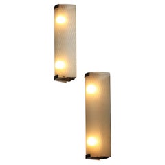 Suite of 3 Italian sconces from the 40
s in curved glass - H357 Suite of 3 Italian sconces from the 40
s in curved glass - H357