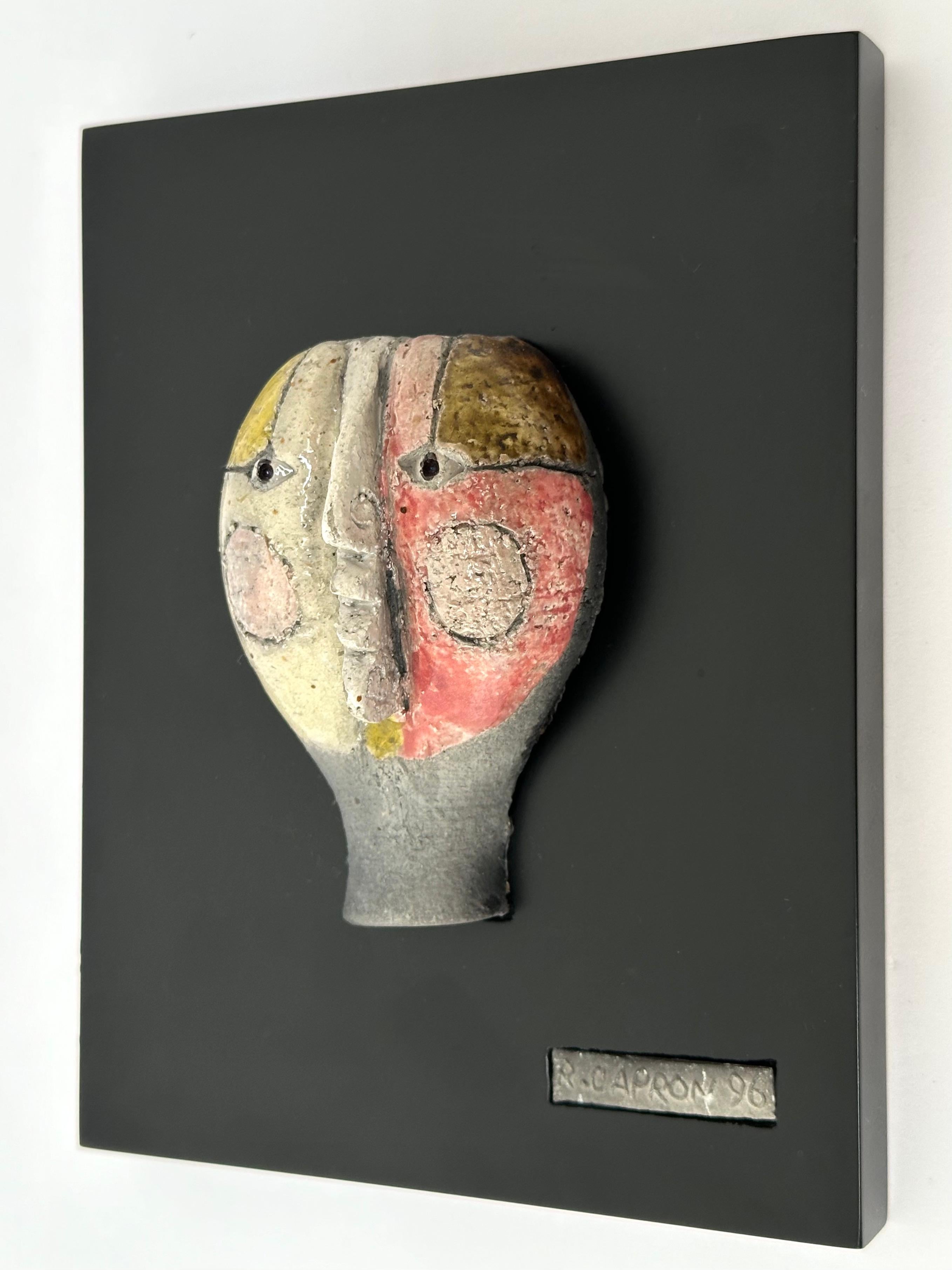 Autre Suite de 3 masques Raku, Roger Capron, Vallauris 1996 en vente