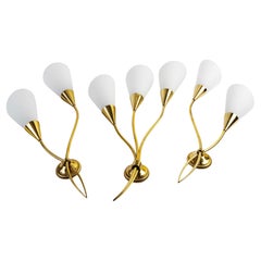 Suite von 3 Lunel Lights, um 1970, Opalin und vergoldete Bronze.