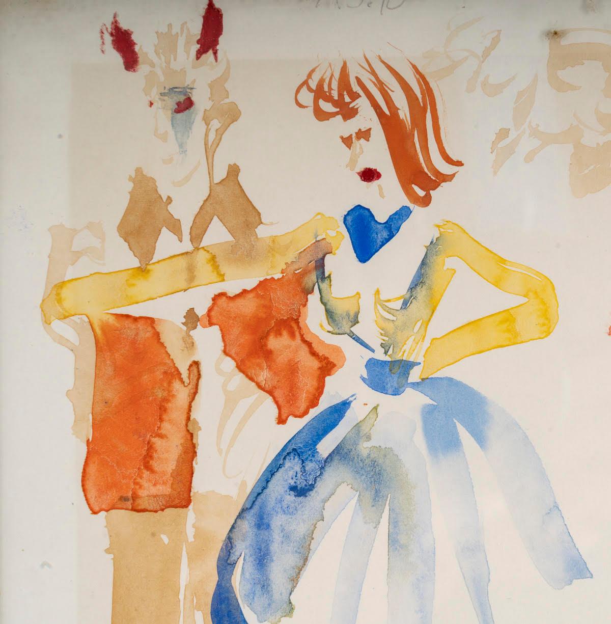 Suite di 3 acquerelli, sottobicchiere, con cornice, circa 1990. in vendita 2