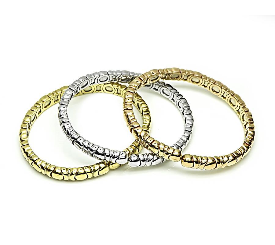 Suite of 3 Yellow Pink and White Gold 3.00ct Diamond Bangle In Good Condition For Sale In New York, NY