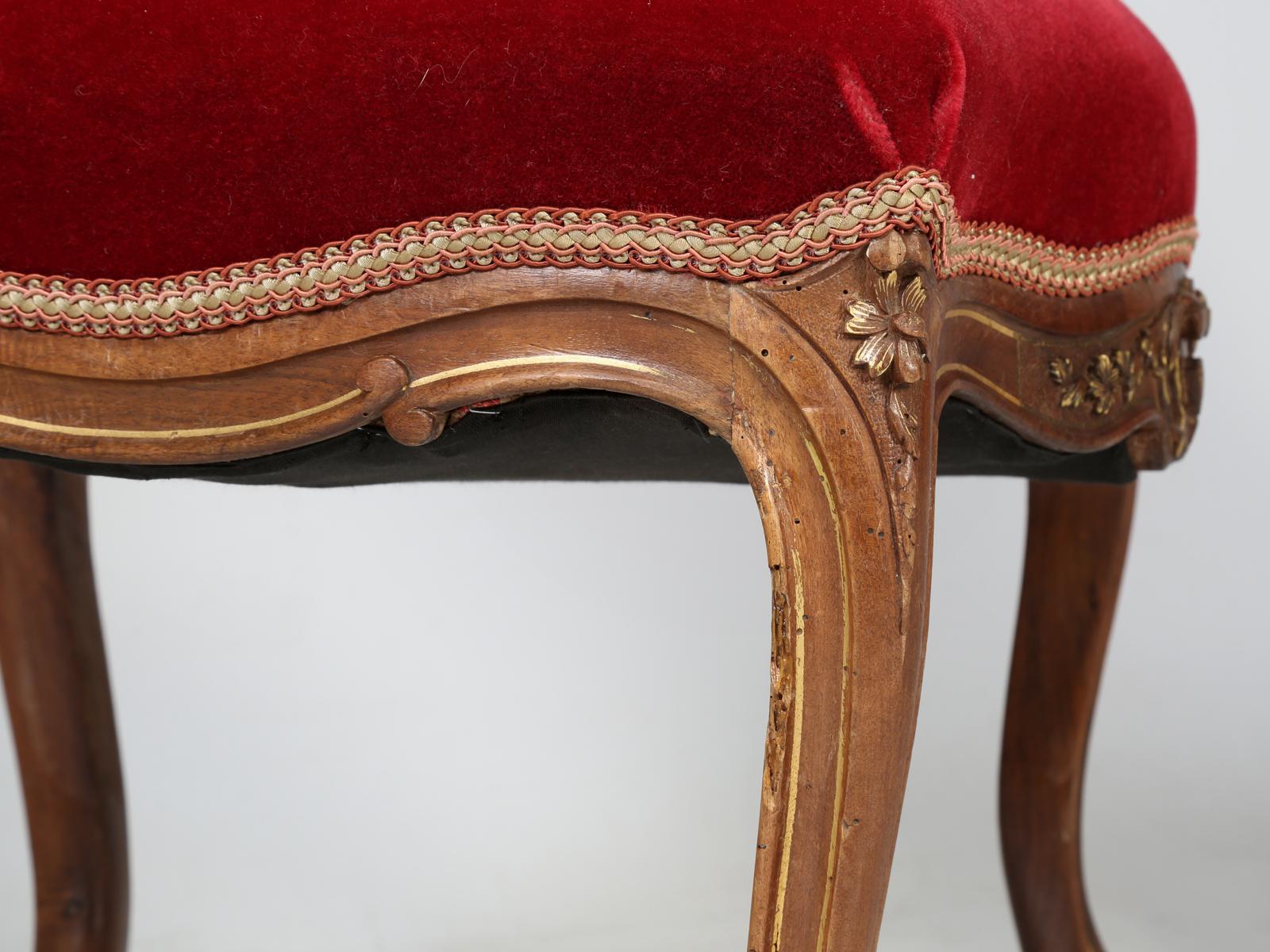Suite of '4' Antique Italian Carved Walnut Side Chairs from a Parlor Suite 4