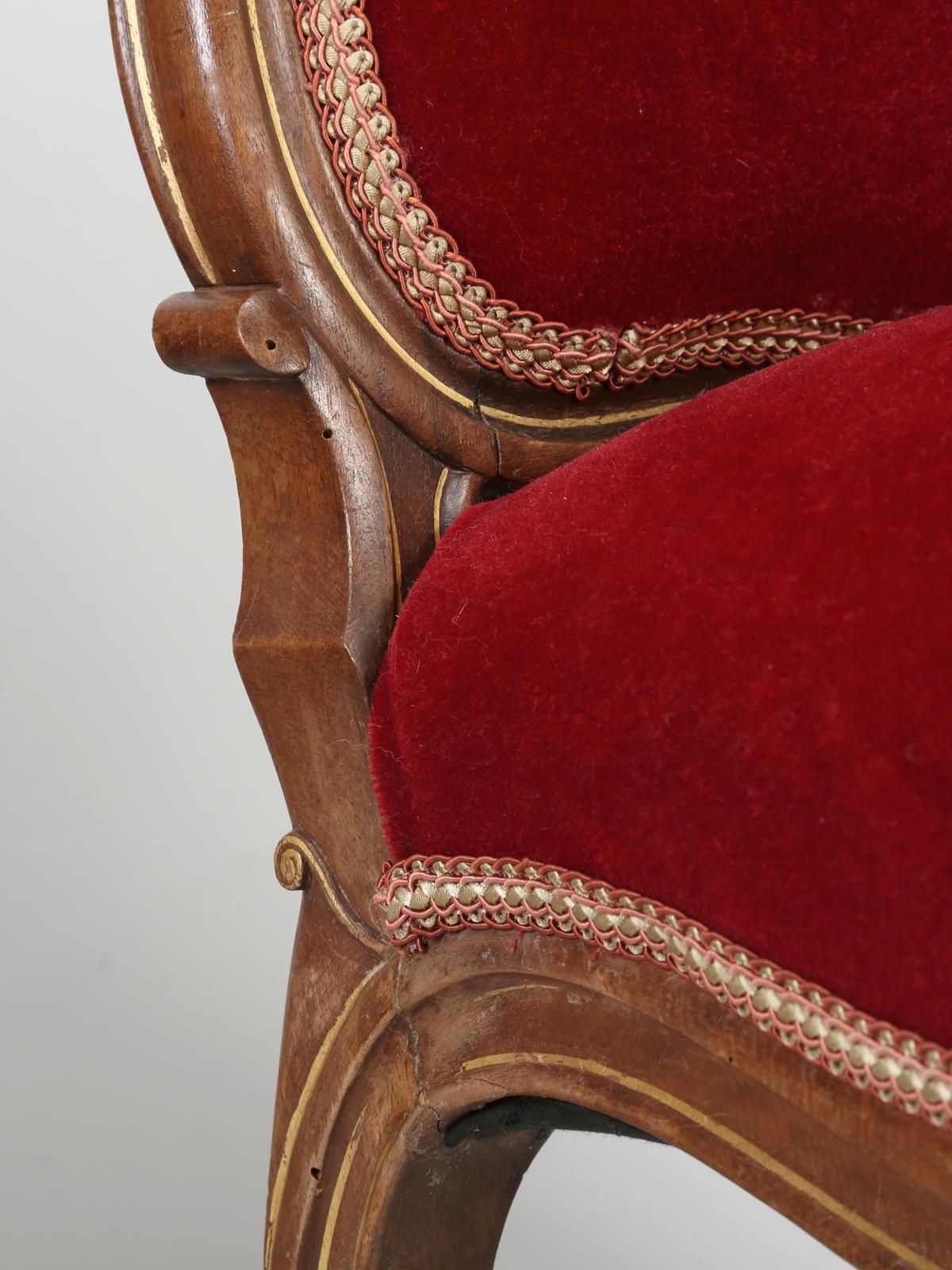 Suite of '4' Antique Italian Carved Walnut Side Chairs from a Parlor Suite 8