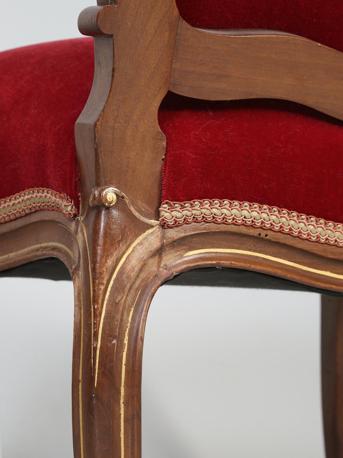 Suite of '4' Antique Italian Carved Walnut Side Chairs from a Parlor Suite 9