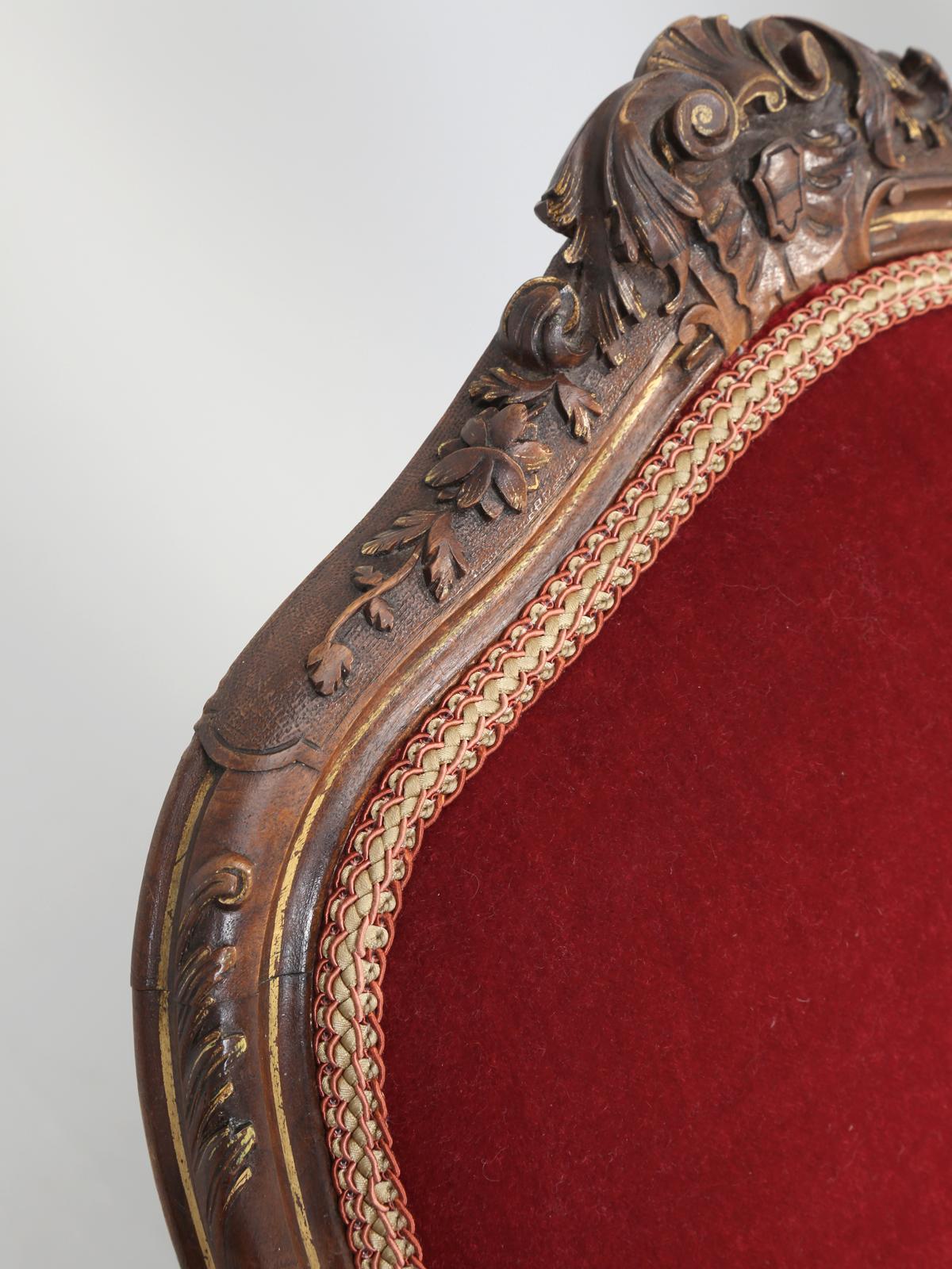 Hand-Carved Suite of '4' Antique Italian Carved Walnut Side Chairs from a Parlor Suite