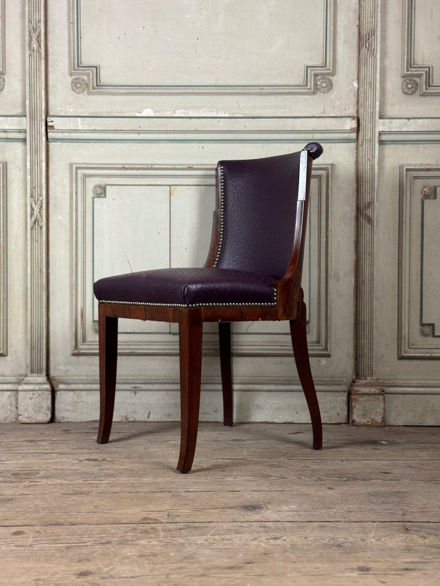 Suite de 4 chaises et 4 fauteuils Art Déco en bois de rose, vers 1930 en vente 3