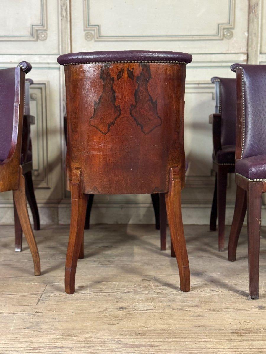 Suite Of 4 Artdeco Chairs And 4 Armchairs In Rosewood Circa 1930 For Sale 4