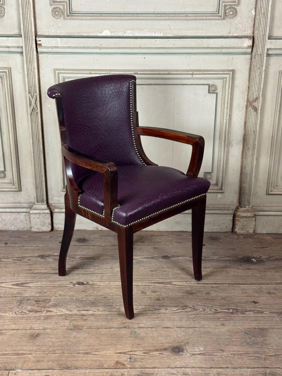 Européen Suite de 4 chaises et 4 fauteuils Art Déco en bois de rose, vers 1930 en vente