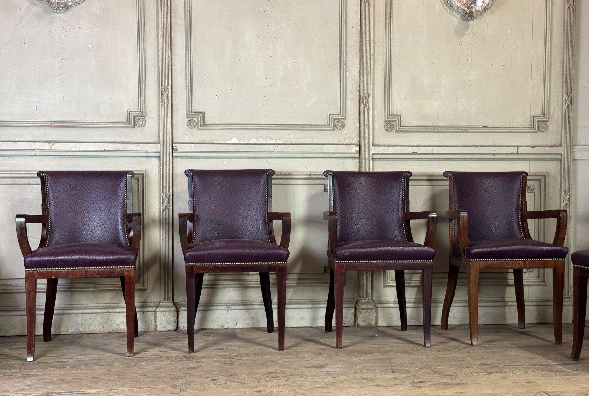 Suite de 4 chaises et 4 fauteuils Art Déco en bois de rose, vers 1930 Bon état - En vente à Honnelles, WHT