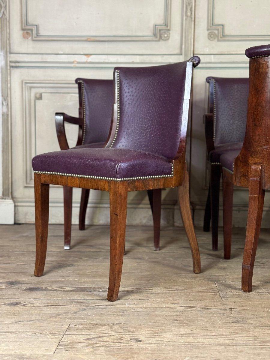 20th Century Suite Of 4 Artdeco Chairs And 4 Armchairs In Rosewood Circa 1930 For Sale