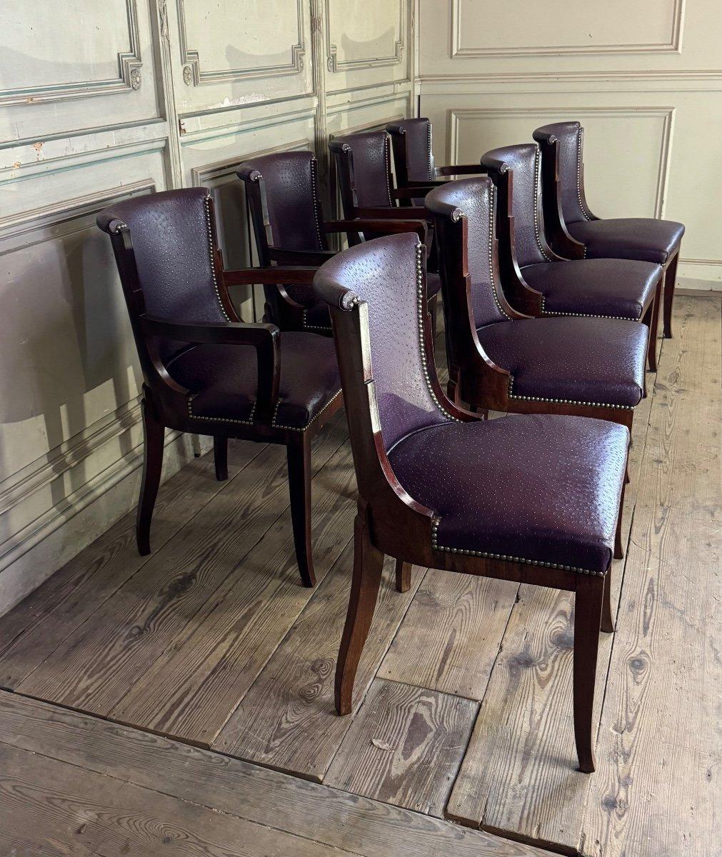 Suite Of 4 Artdeco Chairs And 4 Armchairs In Rosewood Circa 1930 For Sale 2