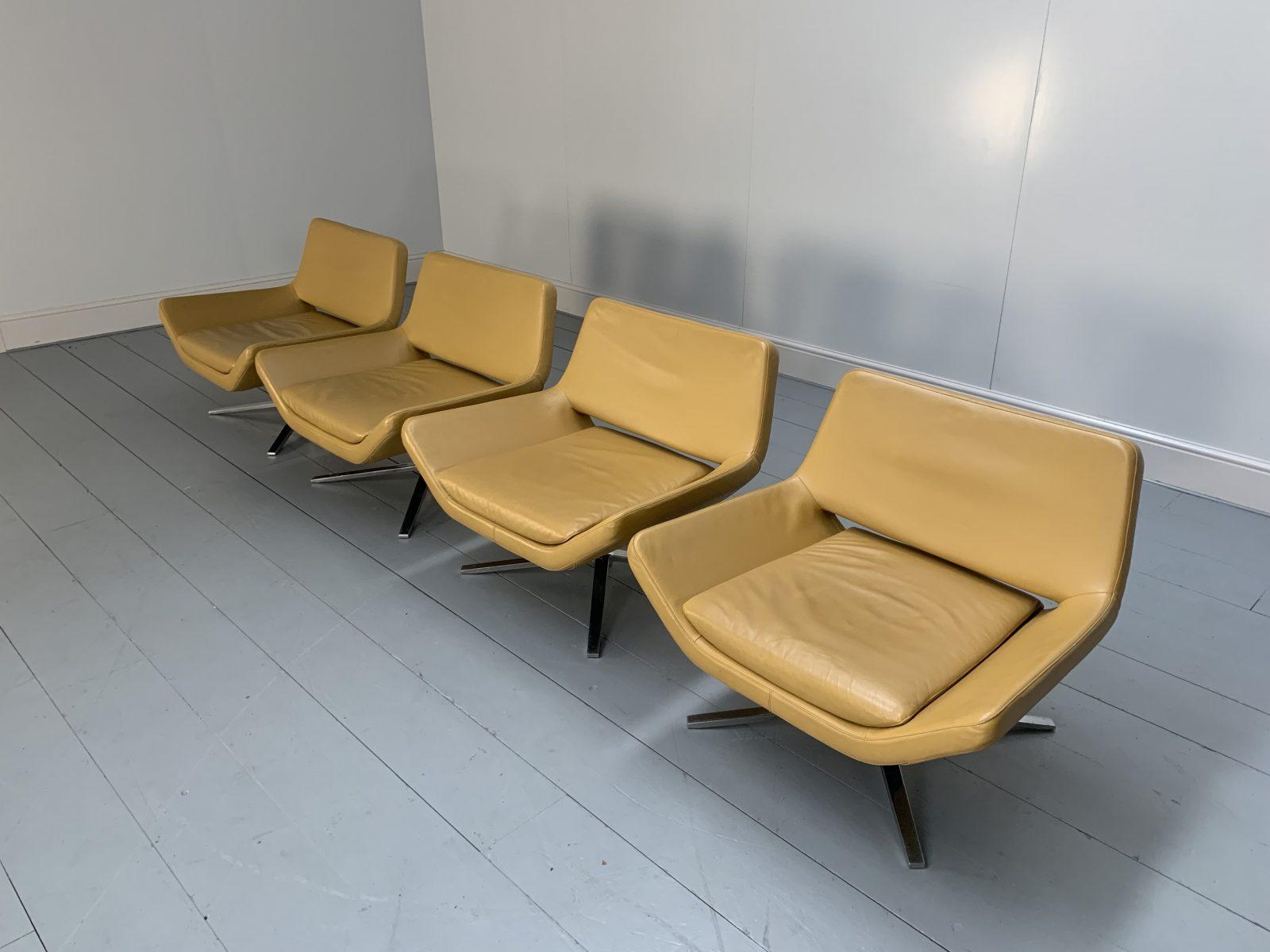 Suite aus 4 B&B Italia Metropolitan ME84-Sesseln aus braunem Gamma-Leder im Zustand „Gut“ im Angebot in Barrowford, GB