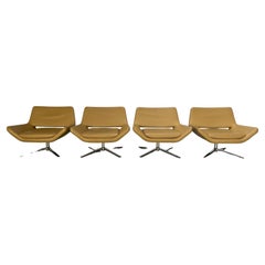 Suite de 4 fauteuils B&B Italia Metropolitan ME84 en cuir Gamma brun clair
