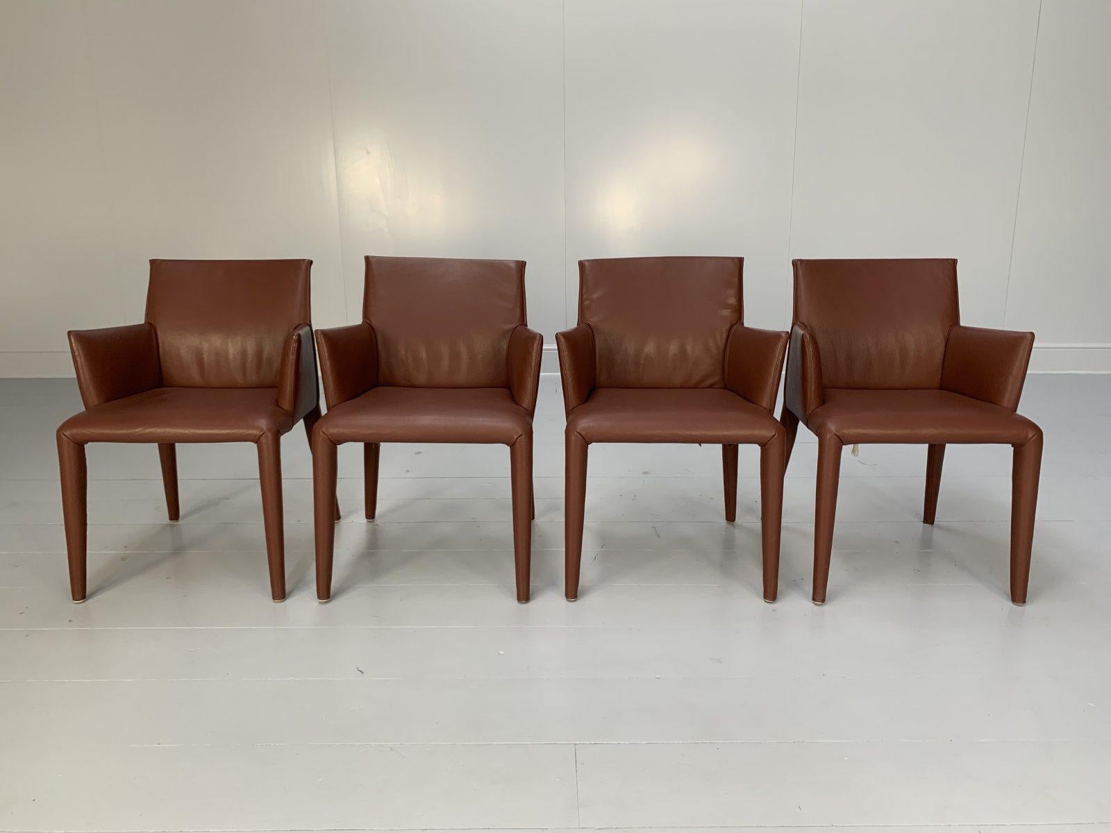 Contemporary Suite of 4 B&B Italia “Vol Au Vent” Dining Armchairs in “Gamma” Leather