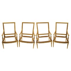 Suite of 4 Carved and Gilded Wood Armchairs