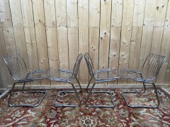 Suite of 4 chairs attributed to Willy Rizzo – Chromed steel – 1970s