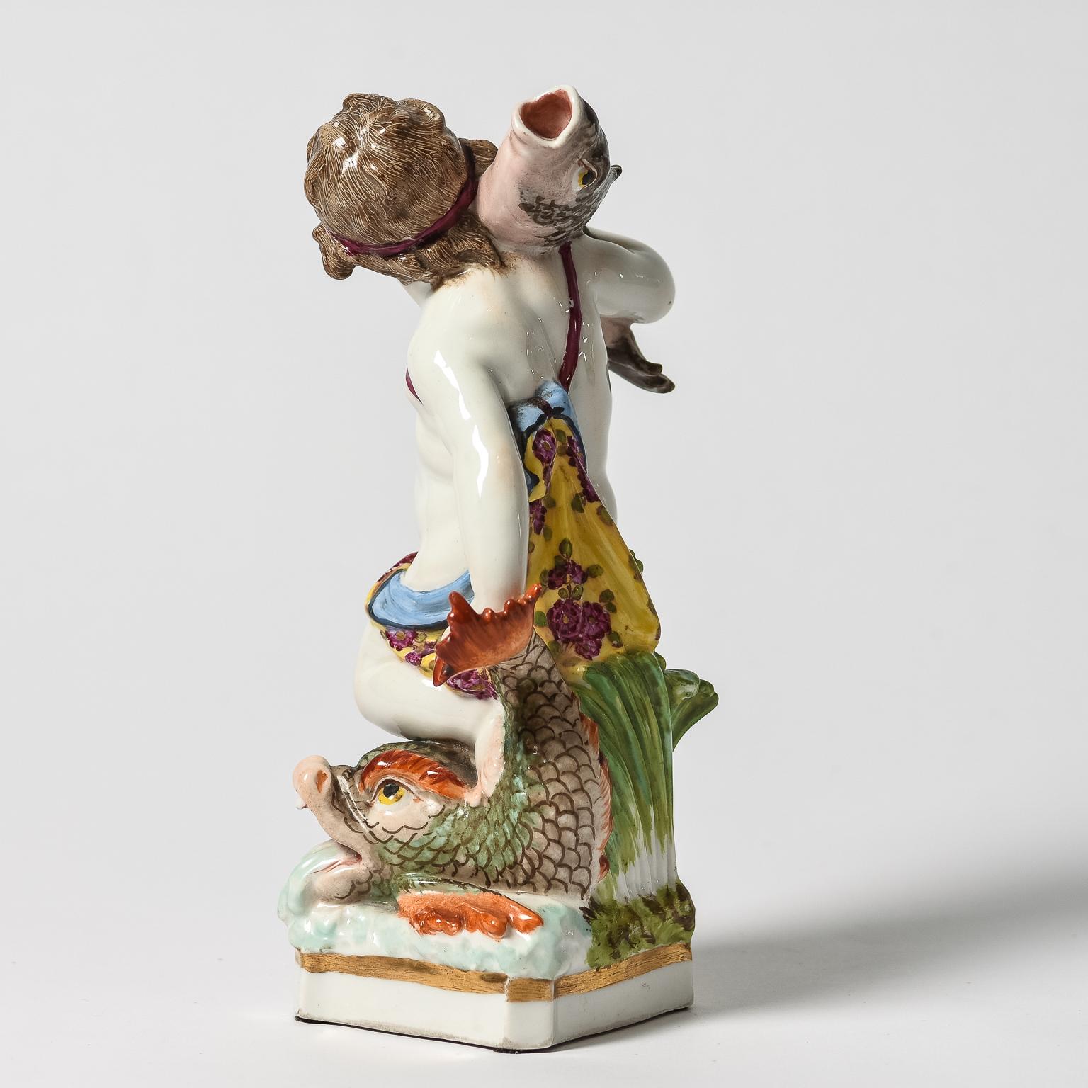 Enamel Suite of 4 Charming Porcelain Figural Sculptures by KPM. Antique, circa 1850