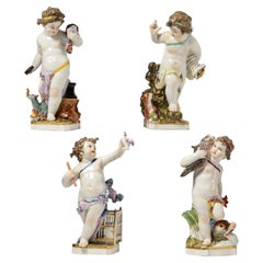Suite of 4 Charming Porcelain Figural Sculptures by KPM. Antique, circa 1850