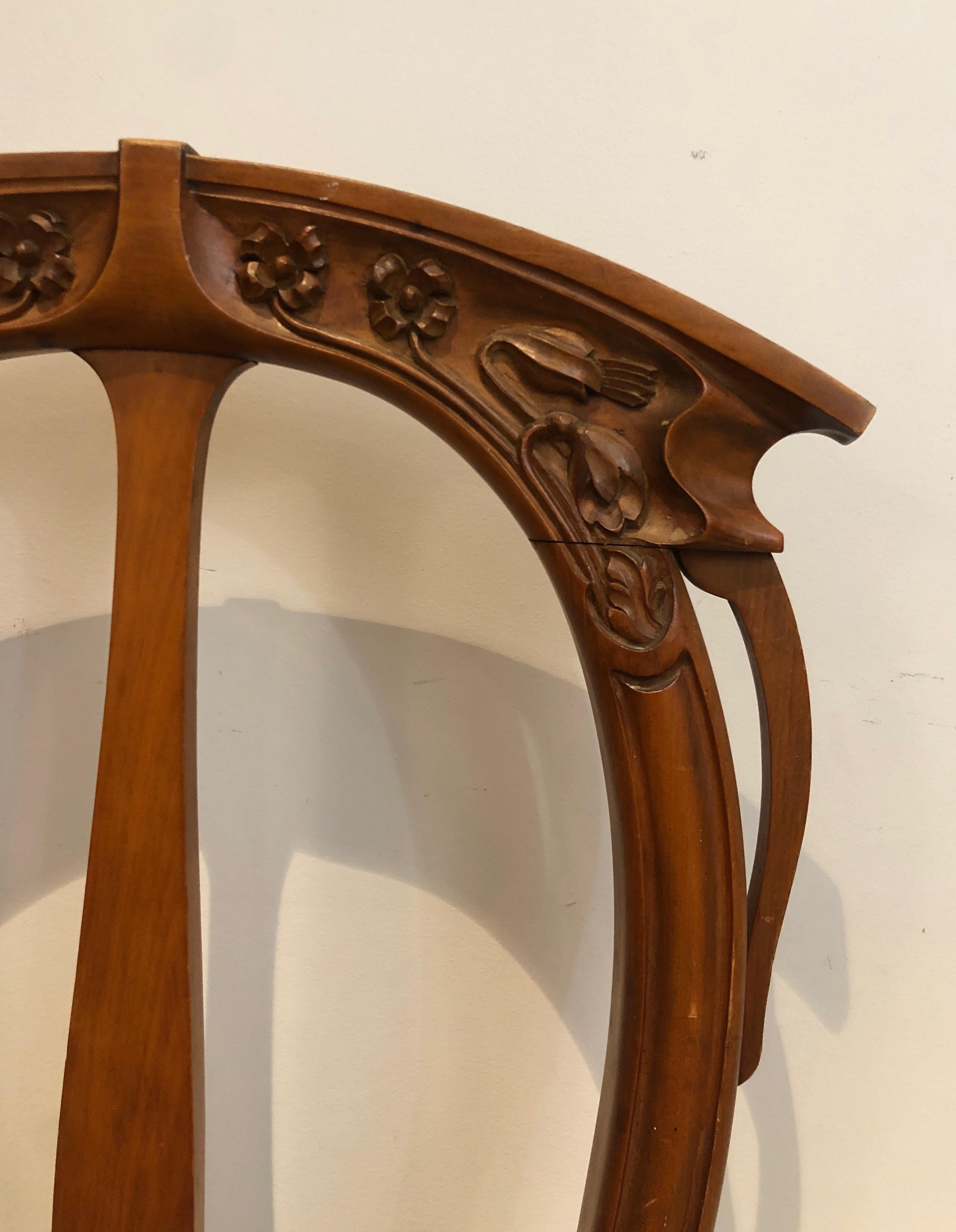 Suite of 4 Cherry Wood Chairs Decorated with Flowers and Plants. For Sale 9