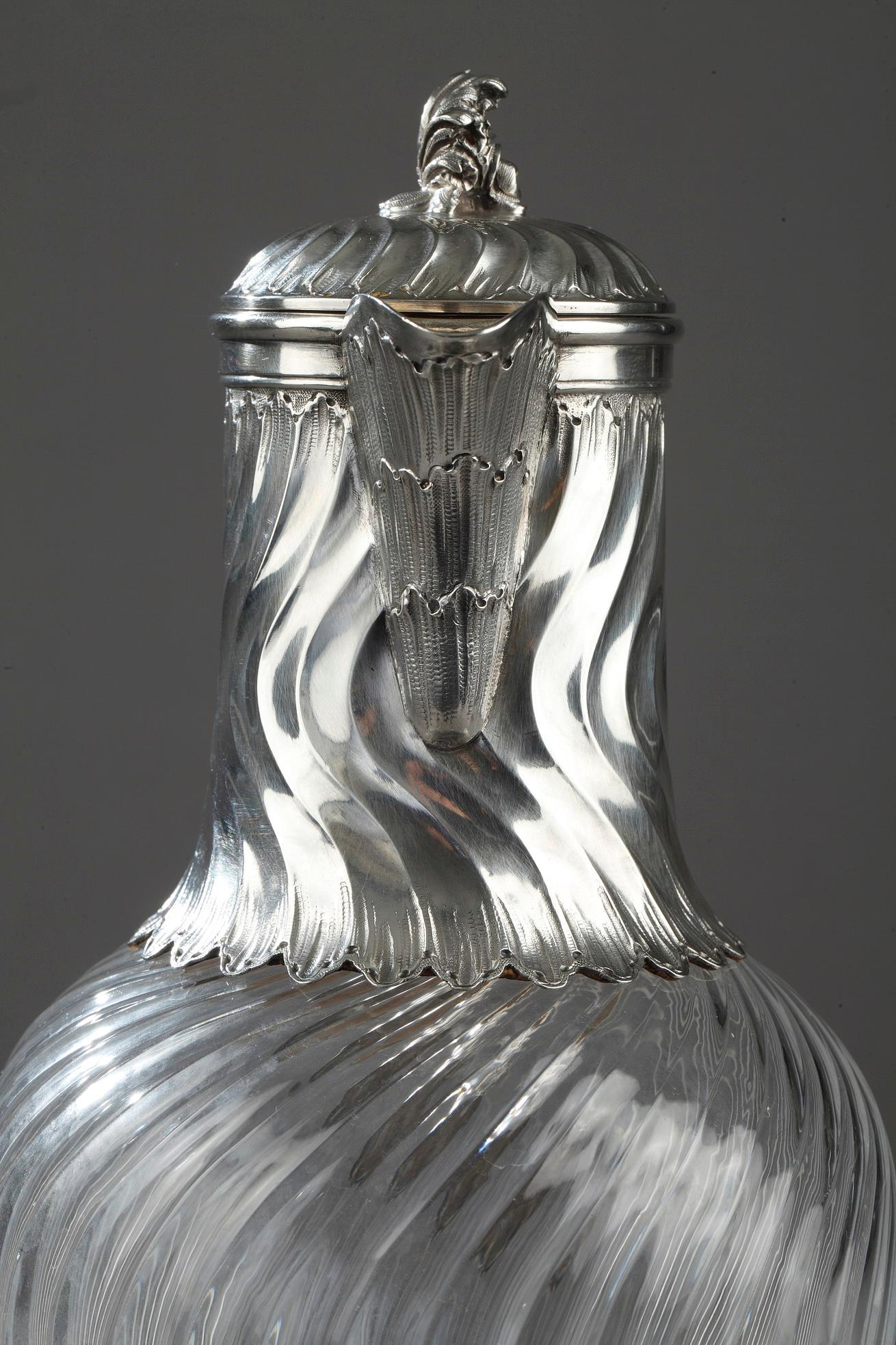 Suite of 4 Ewers in Silver and Crystal, 19th Century For Sale 6