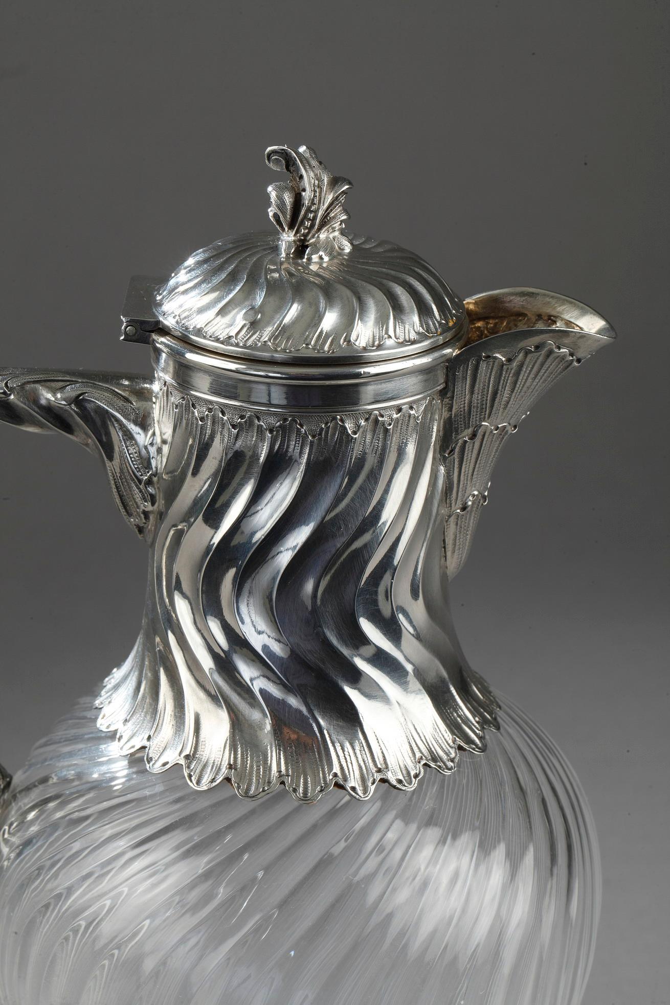 Suite of 4 Ewers in Silver and Crystal, 19th Century For Sale 7