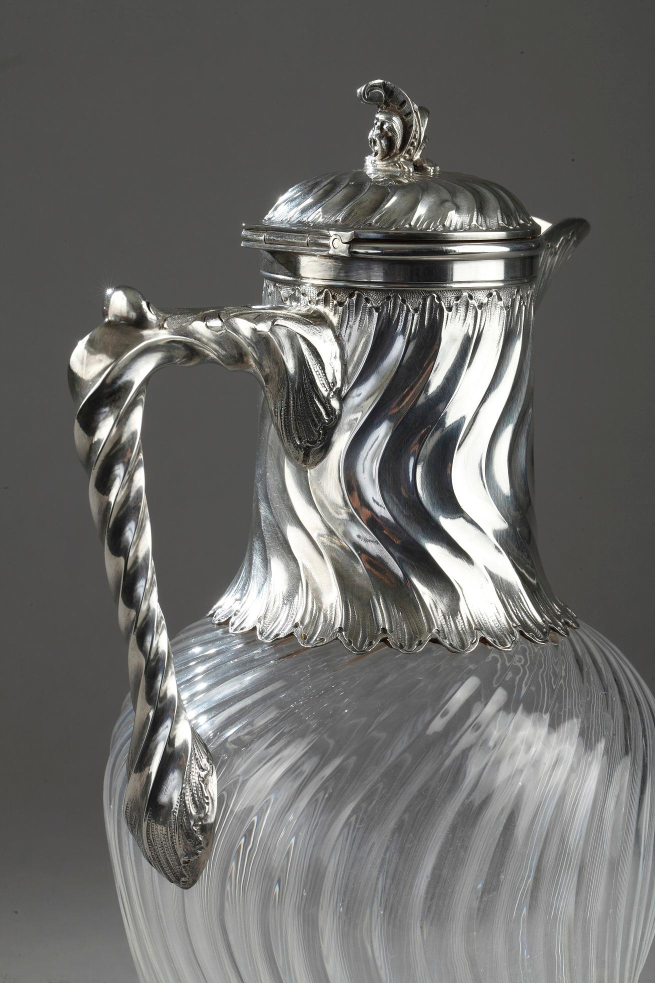 Suite of 4 Ewers in Silver and Crystal, 19th Century For Sale 8